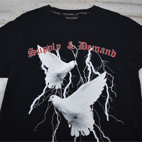 Supply & Demand New York City doves black short sleeve t-shirt slim fit large - Picture 3 of 8